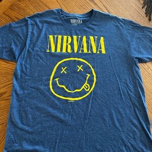 Nirvana Smiley Face Logo T-Shirt Blue Yellow Graphic XL Official Band Tee 2020